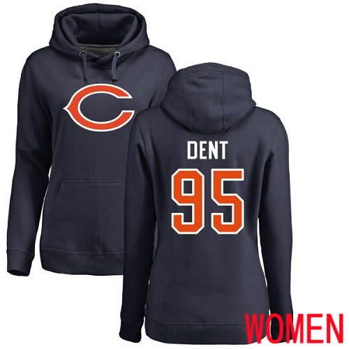 Chicago Bears Navy Blue Women Richard Dent Name and Number Logo NFL Football #95 Pullover Hoodie Sweatshirts->nfl t-shirts->Sports Accessory